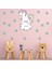 Sevimli Unicorn Gülen Beyaz Bulut Yeşil Yıldızlar Çocuk Odası Duvar Sticker 1