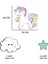 Sevimli Unicorn Gülen Beyaz Bulut Yeşil Yıldızlar Çocuk Odası Duvar Sticker 2