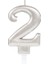 Gümüş Renk 2 Rakamlı Numaralı Parti Mumu 1