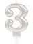 Gümüş Renk 3 Rakamlı Numaralı Parti Mumu 1
