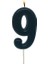 Siyah Renk 9 Rakamlı Numaralı Parti Mumu 1