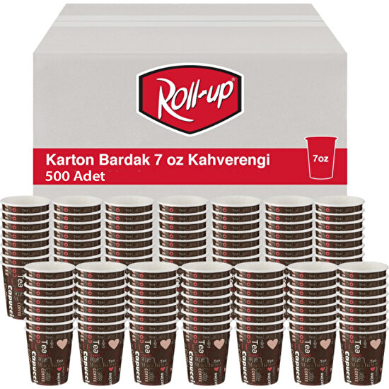 Roll-Up Karton Bardak 7 Oz Cafe Baskılı Kahverengi 500'lü