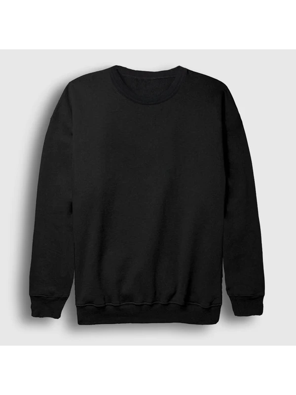 Presmono Unisex Siyah Düz Baskısız Sweatshirt