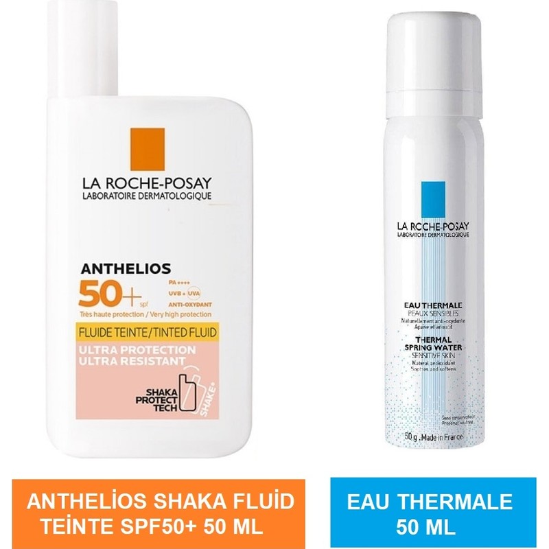La Roche-Posay La Roche Posay Anthelios Shaka Fluid SPF50+ Tinted +Eau Thermale 50 ml Bakım Seti