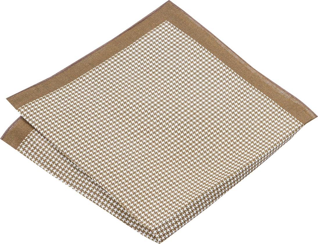 1001 Kravat Kaz Ayağı Desenli 33X33 cm Ölçülerinde Keten Cep Mendili