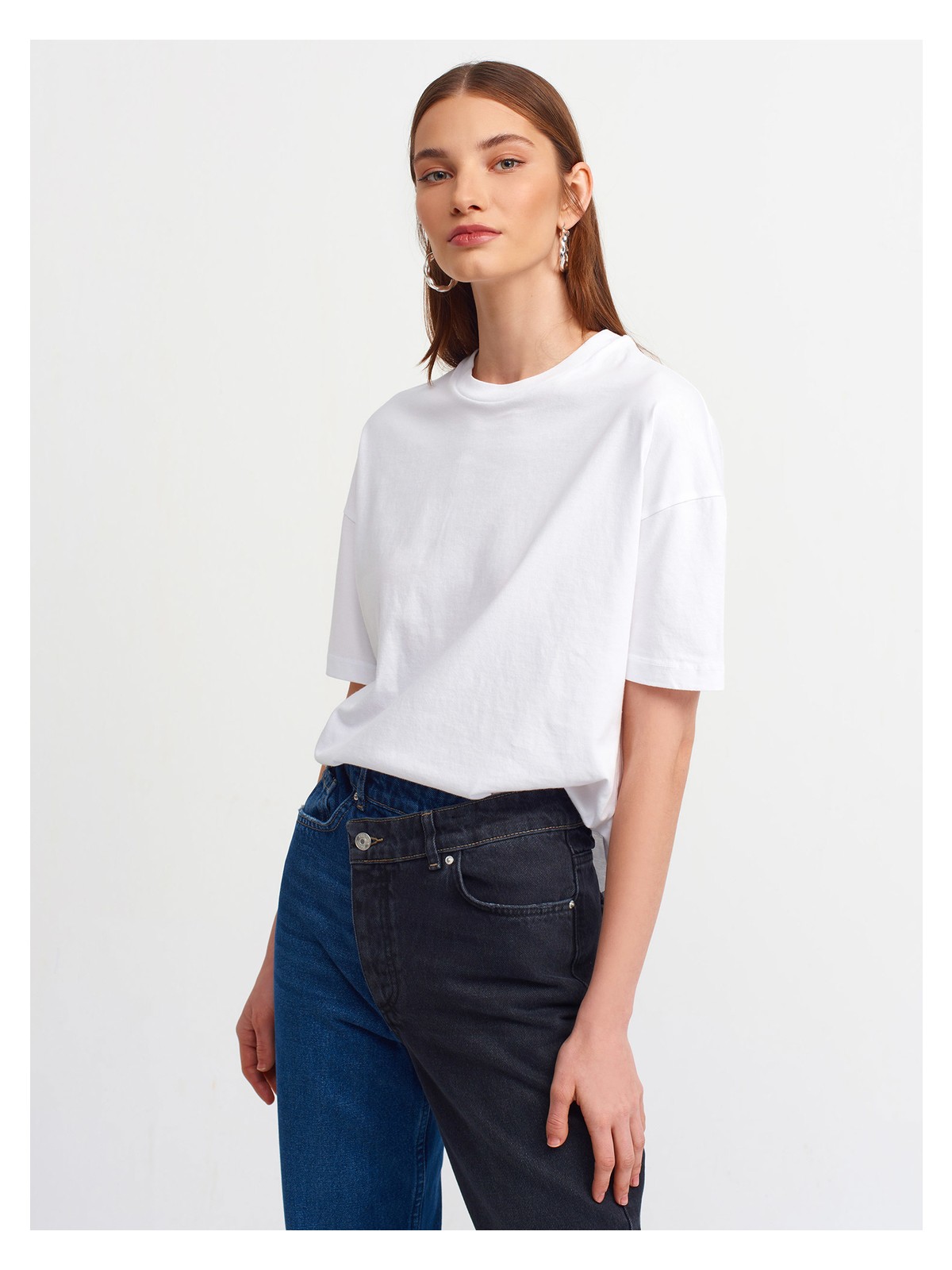 Dilvin 3683 Basic T-Shirt-Beyaz