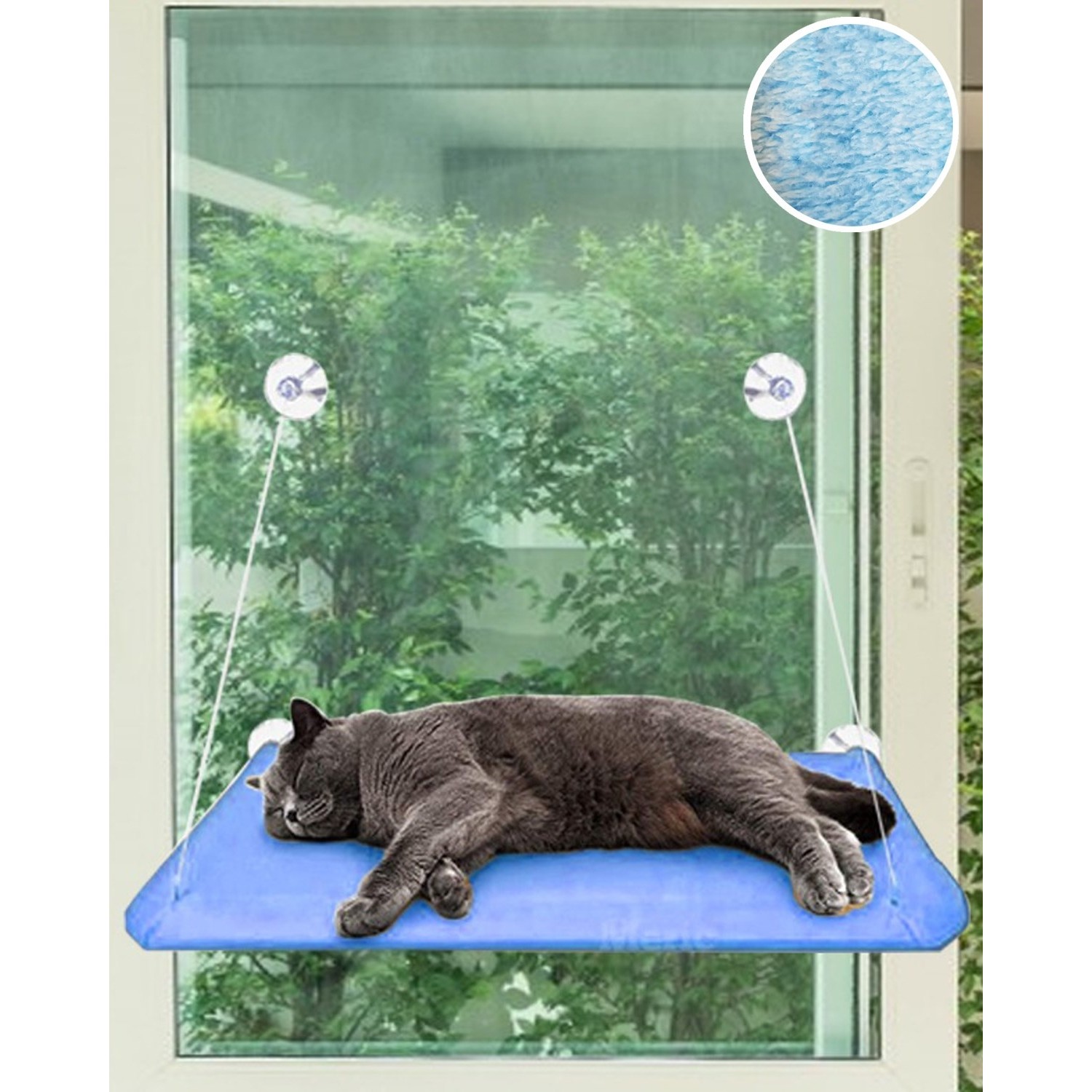 Maksipazar Cama Yapisan Vantuzlu Pelus Kedi Yatagi Mavi Fiyati