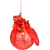 Event Party Store Yılbaşı Kırmızı Top Tekli Pullu Asma Süs 20 cm