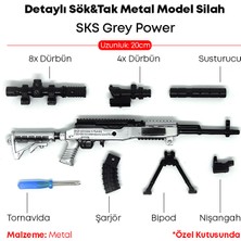Dukkin Detaylı Sök&tak Metal Model Silah 20CM - Sks Grey Power
