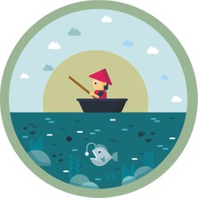 Sticker Atölyesi Balıkçılık Deniz Sticker - 22079