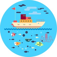 Sticker Atölyesi Balıkçılık Deniz Gemi Sticker - 22080