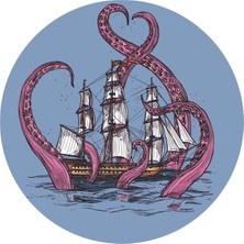 Sticker Atölyesi Adventure Okyanus Gemi Ahtapot Sticker - 22093