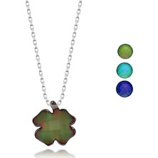 Adal Silver Kadın 925 Ayar Gümüş Yonca His Taşı Kolye