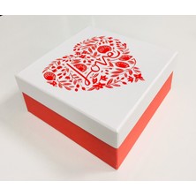 Event Party Store Kutu Love Kırmızı Beyaz 19CM x 19CM x 8cm