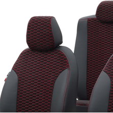 Otom Seat Altea Xl 2004-2015 Özel Üretim Koltuk Kılıfı Tokyo Design Tay Tüyü Siyah - Kırmızı