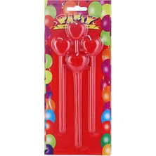 Acar Süs Kırmızı Kalpli Çubuklu Mum 4'lü