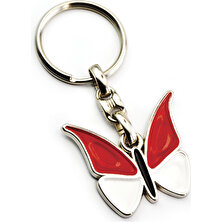 Anahtarlık Sepeti Kelebek Kırmızı Beyaz Anahtarlık