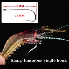 Sazan Rig Karides Shrimp Balık Yemi Fosforlu Kancalı 75 mm 5.5 gr Kırmızı Sahte Silikon