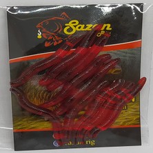 Sr Sazanrig Yapay Sahte Gerçek Görünümlü Kırmızı Uzun Kurtçuk Sahte Balık Solucan (10 Adet)