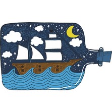 Sticker Atölyesi Gece Deniz Yelkenli Sticker - 20682