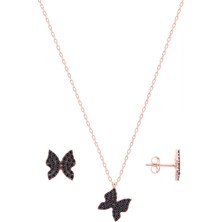  Hiç Gümüş Zirkon Taşlı Kelebek 925 Ayar Gümü Küpe Kolye Takım Klytk 05 4011