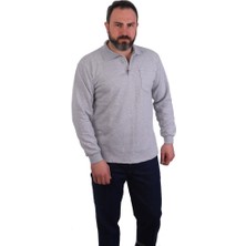 ESERIS Eser - Polo Yaka Sweatshirt - Cepli - Gri Açık
