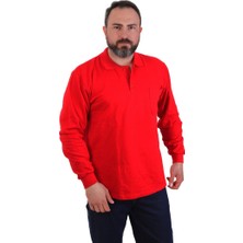 ESERIS Eser - Polo Yaka Sweatshirt - Cepli - Kırmızı