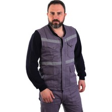 ESERIS Eser - V Yaka Gabardin Yelek - Iş Yeleği - Gri