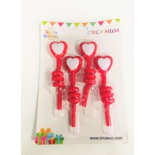 Event Party Store Pasta Mumu Kalp Kırmızı Beyaz 4'Lü