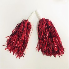 Event Party Store 23 Nisan Gösteri Ponpon 2'Li Set Metalik Kırmızı (Küçük Ebat)