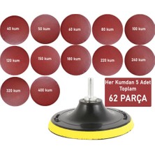 Zubizubi 62 Parça 115MM Avuç Taşlama Cırt Zımpara Seti + Matkap Aparatı