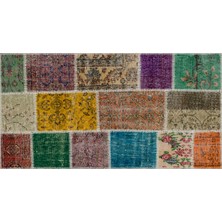 Sempati Halı Patchwork El Dokuma Eskitme Halı 80 x 150 cm 5570