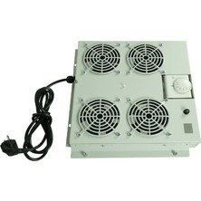 Canovate 4lü Rack Kabinet Fan Modülü Termostatlı Ral 7035 Gri