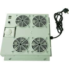 Canovate 4lü Rack Kabinet Fan Modülü Termostatlı Ral 7035 Gri