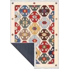 Makinede Yıkanabilen Leke Tutmaz Kolay Temizlenir Dokuma Taban Kumaş Üzerine Dijital Baskı Saçaklı Halı 80 x 140 cm