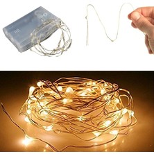 Pandoli Bakır Tel Peri LED 2 Metre Gün Işığı Renk Pilli LED Işık 20 Ampül