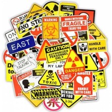 Sticker Master 50 Adet Uyarı Işaretleri Modern Tarz Sticker Stickerbomb Oto Laptop Duvar Araç Pc Oto Motor Pc Etiket
