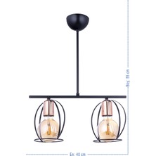 Polat Aydınlatma Hilal 2 Li Bakır Laleli Avize (Siyah)