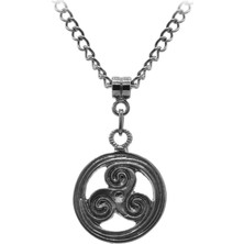 Labalaba Erkek Metalik Antrasit Lak Kaplama Triskelion Simge Uçlu Kolye