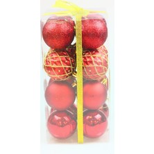 Event Party Store Yılbaşı Kırmızı Top Ağaç Süsü 16'lı