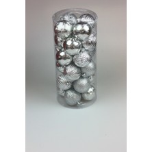 Event Party Store Yılbaşı Gümüş Top Ağaç Süsü Karma Set 24'lü