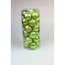 Event Party Store Yılbaşı Açık Yeşil Top Ağaç Süsü Karma Set 24'lü