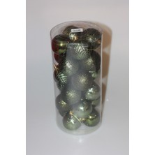 Event Party Store Yılbaşı Koyu Yeşil Top Ağaç Süsü Karma Set 24 'lü