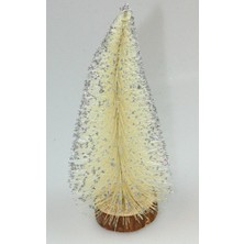 Event Party Store Yılbaşı Krem Çam Ağacı Gümüş Karlı Masa Süsü 40 cm