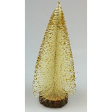 Event Party Store Yılbaşı Krem Çam Ağacı Gold Karlı Masa Süsü 30 cm