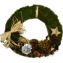 Event Party Store Yılbaşı Yıldızlı Kozalaklı Çam Çelenk 35  cm