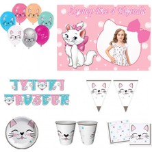 Hayaller Dükkanı 8 Kişilik Miss Cat Kız Parti Malzemeleri Doğum Günü Süsleri Afiş Li