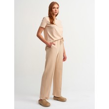 Dilvin 3471 Bisiklet Yaka Basic T-Shirt-Bej