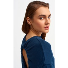 Dilvin 3616 Sırt Dekolteli Uzun Kollu T-Shirt-Petrol
