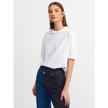 Dilvin Kadın Beyaz Basic T-Shirt Kısa Kol Günlük Stil Düz Renk 100% Pamuk